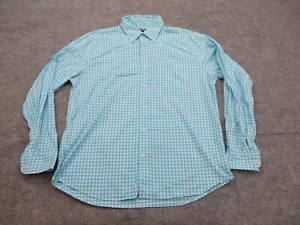 Lands End Shirt Mens Medium 15 Blue White Check Long Sleeve Button Up - Picture 1 of 8