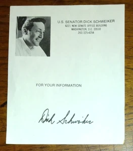 Senator, Secretary of Health Dick Schweiker (1926-2015) Signed Senate Photo Note - Picture 1 of 1