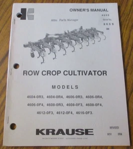 *Manual de piezas y montaje de cultivador de cosecha serie 4600 fila 1994 s/n 2658- - Imagen 1 de 6