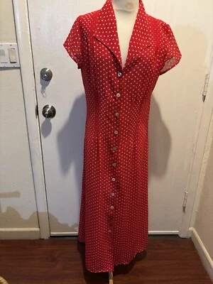 Vestido largo Coldwater Creek para mujer talla 10 rojo a lunares Foto 1 de 4