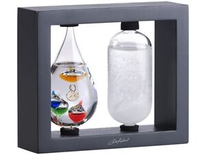Galileo-Thermometer & Sturmglas mit elegantem Holzrahmen schwarz NEU Geschenk