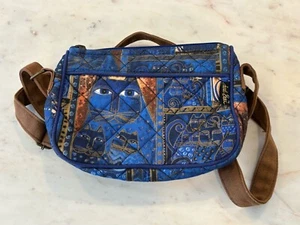 Laurel Burch Indigo Quilted Cat Print Small Crossbody Bag - Picture 1 of 14