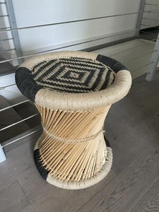 Barkhamsted 17'' Tall Reed Accent Stool BOHO - Picture 1 of 5