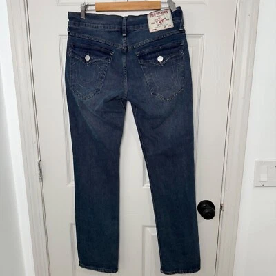 True Religion Jeans Mens 31x32 Blue Ricky Relaxed Straight Flap Pocket Y2K Punk - Image 1 of 4