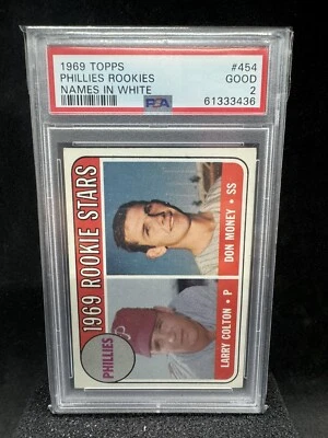 1969 Topps #454 Larry  Colton & Don  Money - WL - WHITE LETTERS-  PSA 2 - Image 1 of 2