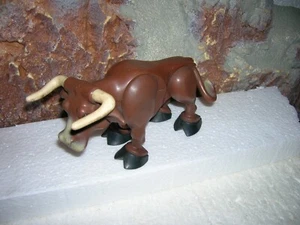 Fisher Price Longhorn Bull Husky Helper Brown Steer Figura 1980 Vintage POSABILE - Foto 1 di 5