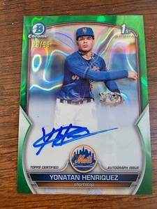Bowman 2023 cromo #CPA-YHE Yonatan Henríquez Prospect refractor verde automático #/99 - Imagen 1 de 2