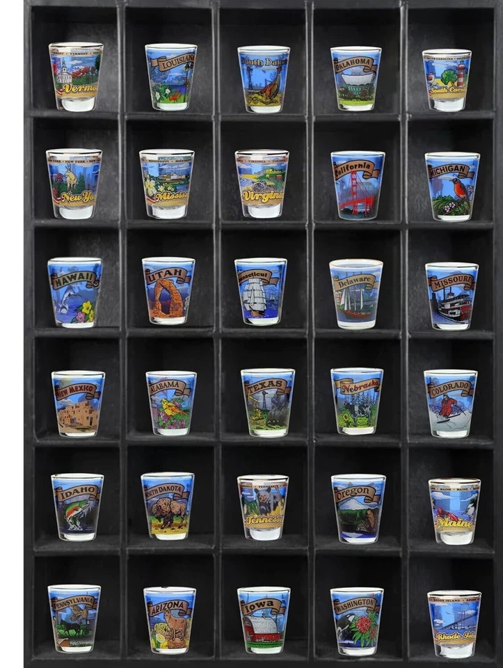 Shot Glass Display Case - Wooden Collectibles Rack - Wall Mounted - Minifigures - Image 1 of 4