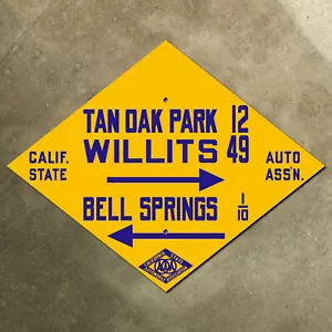 Bell Springs California CSAA Willits highway road sign auto club AAA route 101 - Picture 1 of 1