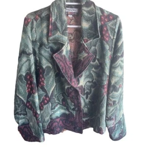 Giacca arazzo floreale donna vintage dipinta pony multicolore OSFA - Foto 1 di 3