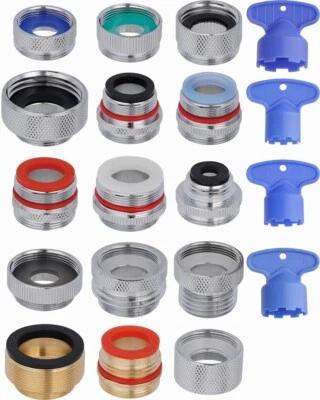 HIBBENT 15 Pieces Faucet Adapter Kit,Brass Aerator Adapter Set Faucet Sink -Male/ Female