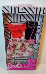 Barbie Puppe Outfit rotes Kleid Blumen Rosen Blumen rosa Taschenbuch Halskette Schleifen - Bild 1 von 12