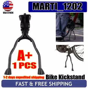 Bicycle Double Leg Side Stand Kick Kickstand Bike Support Spring Center Black - Picture 1 of 7