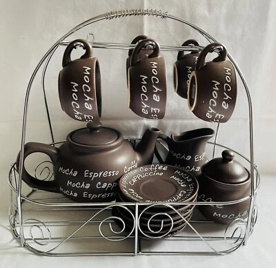 Conjunto de xícaras de café/chá Gourmet Expressions pires jarro creme bule transportador marrom - Imagem 1 de 4