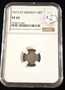 1873 ST Sweden Ten Ore NGC VF 25 - Picture 1 of 2