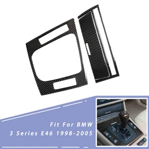 3x Carbon Fiber Console Gear Shift Panel Ashtray Cover Für BMW E46 98-05 - Picture 1 of 8