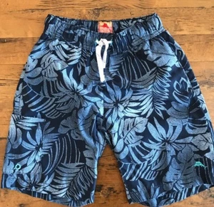 Tommy Bahama Mesh Lined Blue Hawaiian Floral Print Swim Trunks Boys Size Medium - Picture 1 of 5