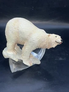 Franklin Orso polare in resina come nuovo su cristallo base vetro ghiaccio scultura animale - Foto 1 di 9