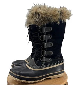 Sorel Joan of Arctic schwarz Kunstfell isoliert wasserdicht Winterstiefel Größe 10 - Bild 1 von 13