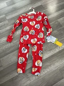 Bluey and Bingo Toddler Kids Hearts Valentines Cotton Pajama Set in Red - Picture 1 of 6