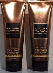 Bath & Body Works Men's Collection Mahogany Teakwood Body Cream 8oz Lot Of 2 - Picture 1 of 1