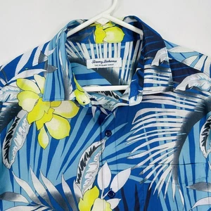 Camisa hawaiana Tommy Bahama para hombre mediana azul floral costa de Bahama abotonada usada en excelente estado - Imagen 1 de 11