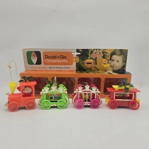 Doppio Glo Buon Natale Treno Ornamenti Hong Kong Plastica Vintage - Foto 1 di 16