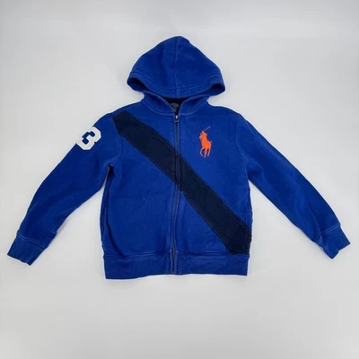 Polo Ralph Lauren Niños Azul Cremallera Completa Sudadera con Capucha Naranja Pony Apliques Talla 7 Foto 1 de 4