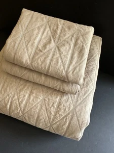 Nate Berkus Full Queen Duvet Cover Sham Set 3pc 100% Cotton Tan Khaki Jacquard - Picture 1 of 24