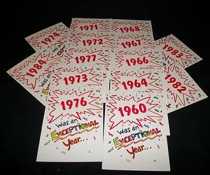 1960's-1970's and 1980's BIRTH YEAR BIRTHDAY CARD w/ envelope YOUR CHOICE - Picture 1 of 1