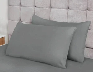 2 x Pillowcases Easy Care Non-Iron Housewife Pillow Cases Slip Cover Silver Grey - Picture 1 of 2