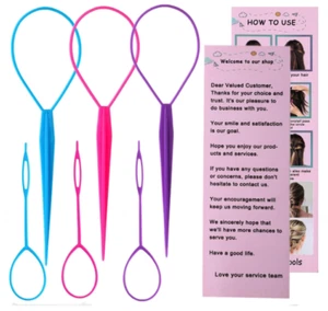6 Pcs Hair Loop Styling Tool Topsy Tail Loop French Braid Loop Tool Topsy Tail - Picture 1 of 7