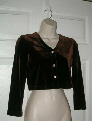Girls Size Large Velvet Bolero Jacket Dark Purple Long Sleeves Juniors - Image 1 of 4