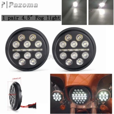 Par de faros antiniebla redondos LED de 4,5" para Harley Dyna Road King Softail Foto 1 de 4