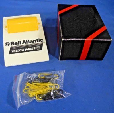 VINTAGE NOS BELL ATLANTIC TELEPHONE YELLOW PAGES Paper Clip Dispenser w/ Clips! - Image 1 of 4