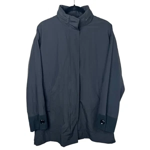 Abrigo Largo Eileen Fisher Ligero Algodón Nylon Cuello Alto Negro Talla S - Imagen 1 de 8