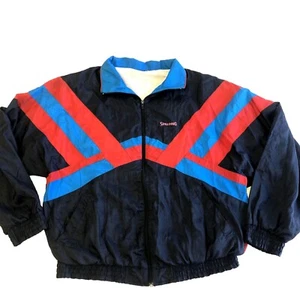 Vtg 90's Spalding Men's Blue Red COLOR BLOCK nylon CHEVRON Track Suit Jacket XL - Picture 1 of 5