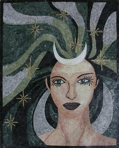 Hermosa figura de cabello negro y gris Dream Fantasy Girl mosaico de mármol - Imagen 1 de 1