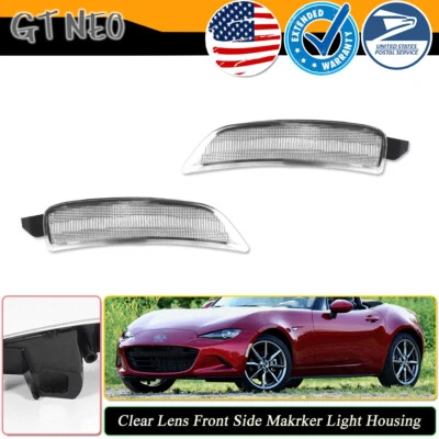 Para Mazda MX-5 Miata 2016-up Guardabarros delantero transparente marcador lateral esquina luz carcasa Foto 1 de 4