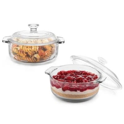 Baker's Basics 2 Piece Glass Casserole Baking Dish Set with Glass Covers - Image 1 of 4