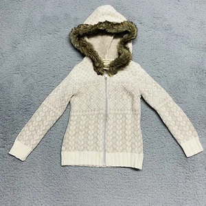 THE EAGLE'S EYE  GLITTER BROWN SWEATER FUR HOOD SIZE 4T COLOR Tan /Brown Sparkle - Picture 1 of 12