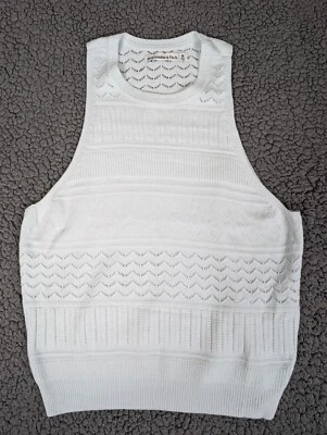 Camiseta sin mangas Abercrombie & Fitch azul claro talla pequeña crochet festival de verano boho Foto 1 de 4