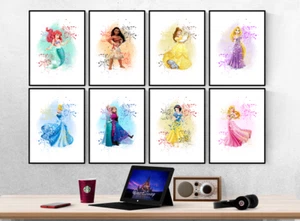 Juego de 8 impresiones de princesas Disney mix & comb póster de arte de pared con imágenes - Imagen 1 de 18