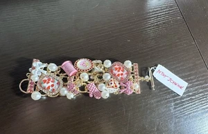 Betsey Johnson Strawberry Pie Toggle Bracelet Mixer Sugar Croissant - Picture 1 of 4