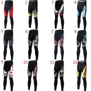 Men's Cycling Long Pants Gel Padded Cycling Tights Biking Bicycle Pants Leggings - Picture 1 of 15