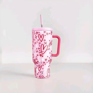 40 oz Tumbler W/ Handle, Lid & Straw - Insulated Stainless Steel, Fancy - Picture 1 of 2