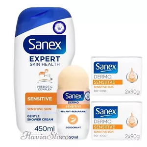 Sanex Sensitive Skin set: Shower 450ml, Roll On And Soap, Gift Set - Picture 1 of 4