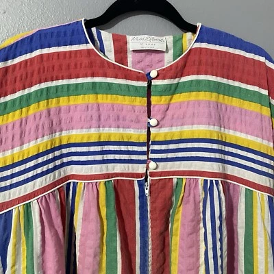Vestido De Colección Años 70 Miss Elaine Arco Iris Casa Abrigo S MuuMuu Caftán Rayas Unión EE. UU. * Foto 1 de 4
