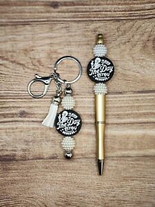 Have The Day You Deserve Beaded Keychain And Pen Set