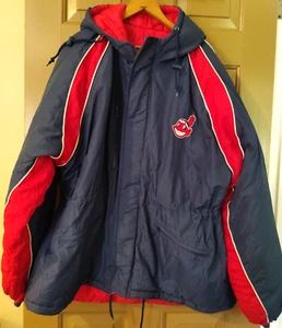 Vintage 1999 Logo Athletic MLB Cleveland Indians Zip Puffer Jacket Mens 2XL - Imagen 1 de 13